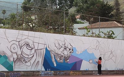 Comenzó el “Taller de Elaboración de Mural Creativo” en la cancha municipal de Las Toscas
