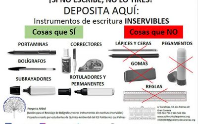 El Ayuntamiento de Tegueste colabora en una campaña de reciclaje de bolígrafos y otros materiales de escritura inservibles