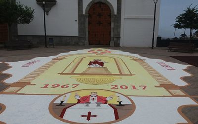 Las alfombras del Corpus adornarán este domingo la calle El Medio en Pedro Álvarez